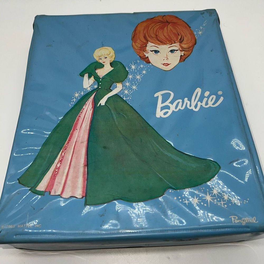 Barbie 1963 Carry Case With Doll, Handmade Clothing, shoes. **CASE WITH CONTENTS
